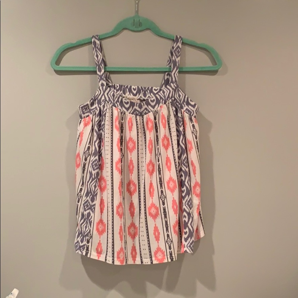 Gray, pink and white Loose tank top